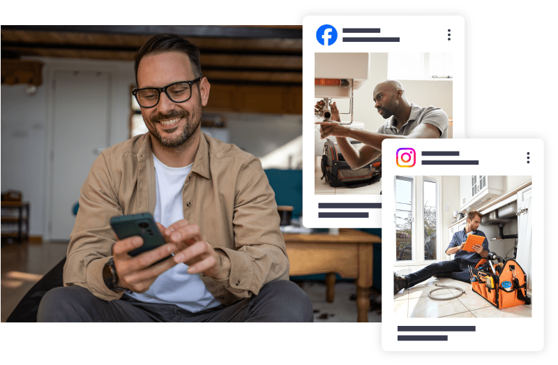 Plumbing-Social-Media-ZipLocal man looking at social media Posts for Plumbers