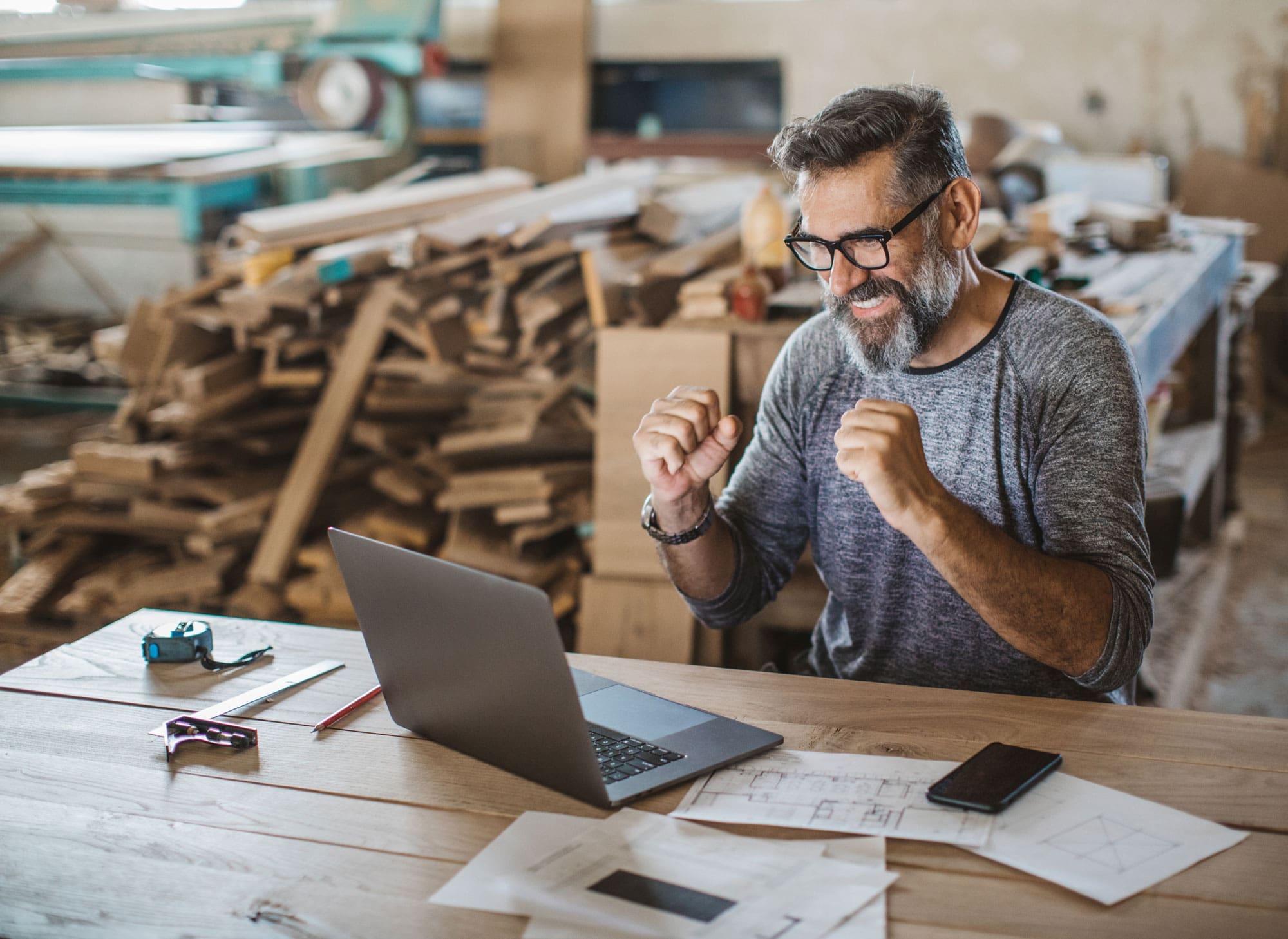 Strategy-Hero-Business-Owner Business owner excited about his digital marketing results