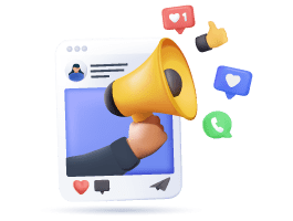 Social Post with a megaphone coming out of it