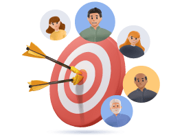 Target with different people of different demographics around it