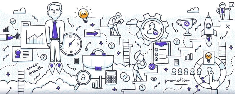 Doodle design style concept of career growth