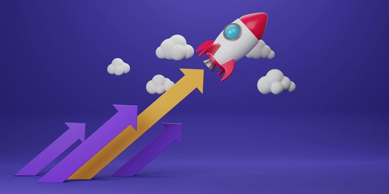 Conclusion Rocket and arrow growing up showing growth.