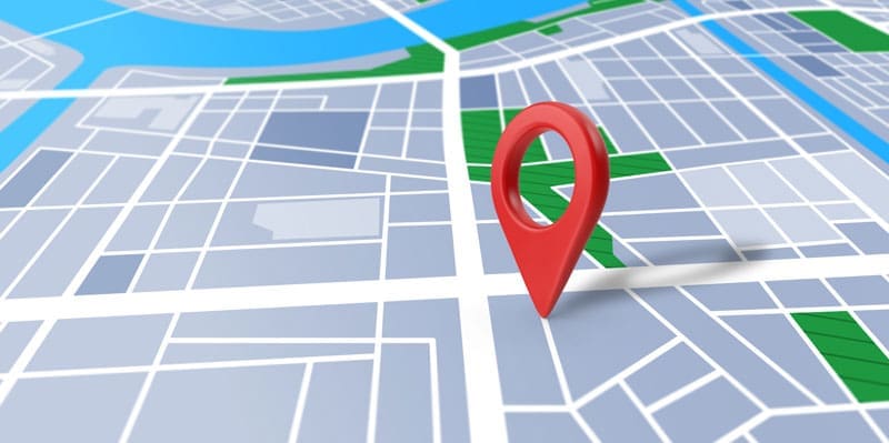 GBP-Connection a 3D map marker on a gps map showing a businesses location